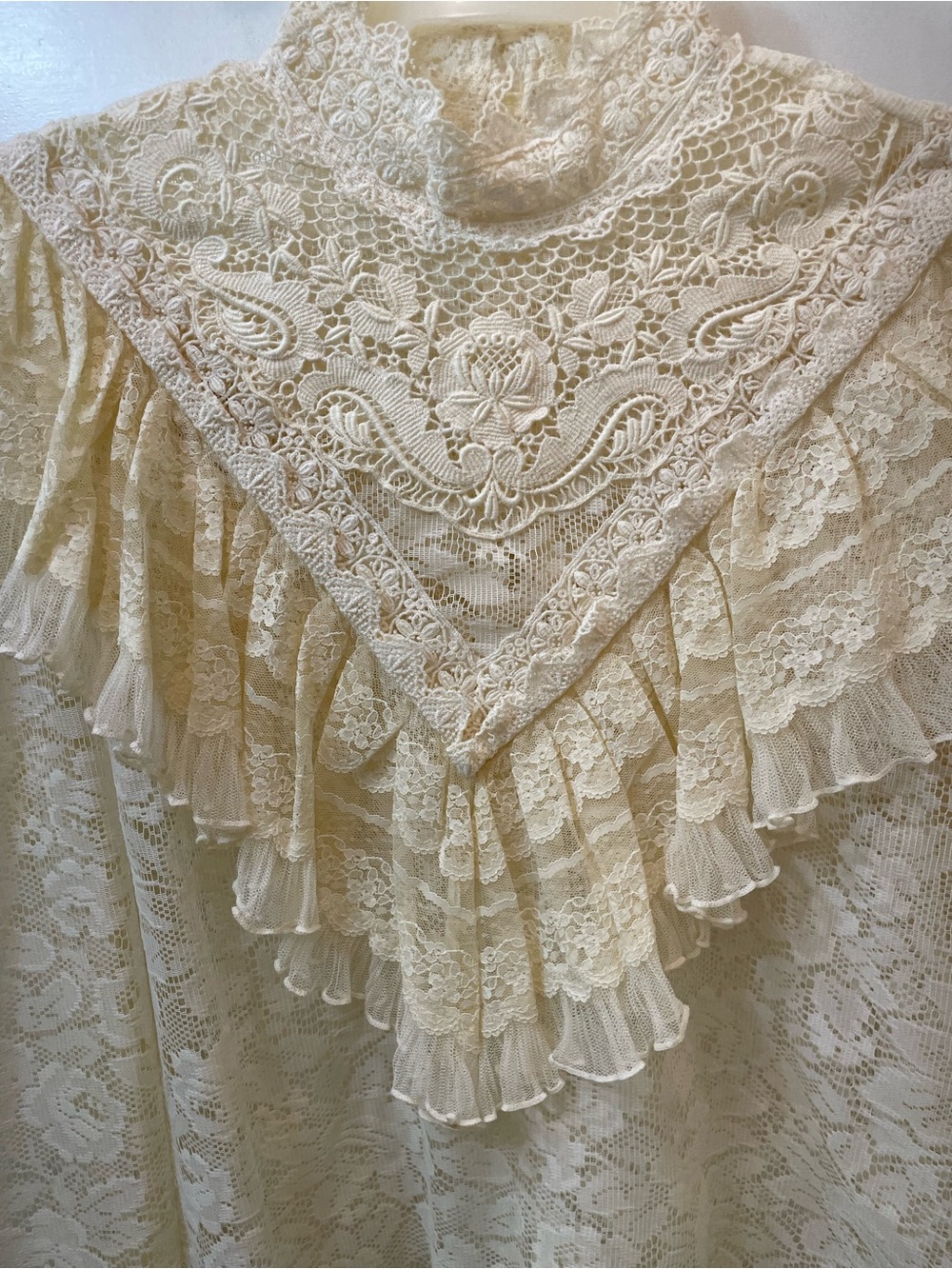 Vintage 70s Jessica’s Gunnies Gunne Sax Ivory Lace Victorian Blouse - Picture 3 of 8